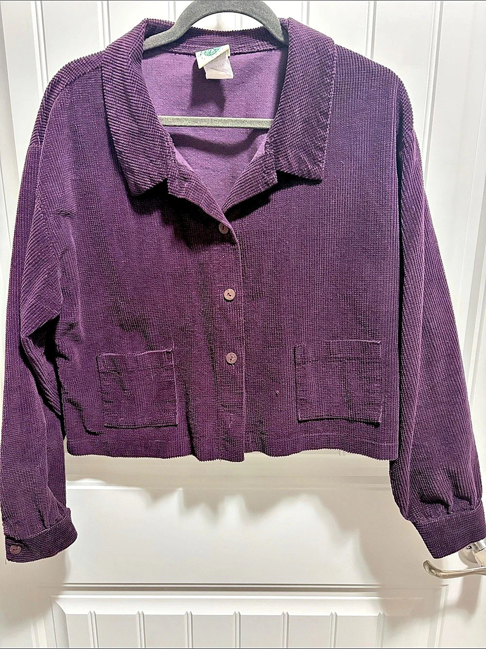 Tom Tom California M Purple Cotton Textured Cropped Jacket Made in USA
